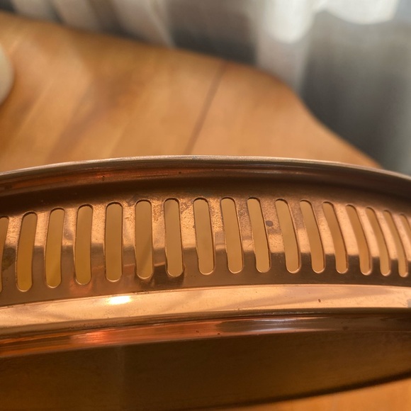 Gorgeous Vintage Style Copper & Faux Wood Design Table/Centerpiece Tray - Picture 5 of 10